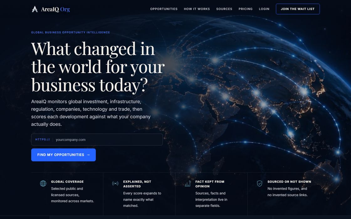 AreaIQ homepage