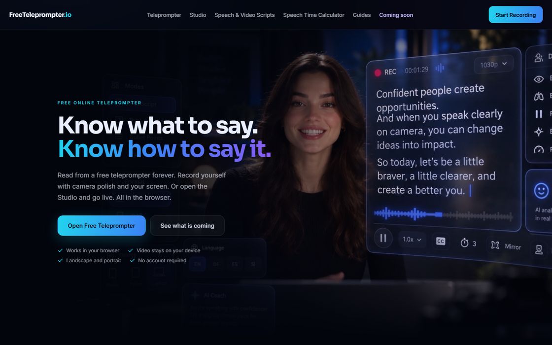 FreeTeleprompter homepage