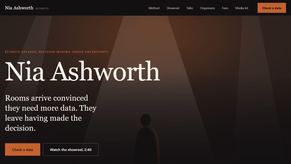 The speaker concept study: a keynote speaker site built as a booking tool
